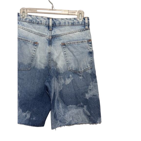 Topman Bermuda Shorts Cut Off Straight Frayed Hem Acid Wash Denim Blue W 28 NWOT - Picture 5 of 9